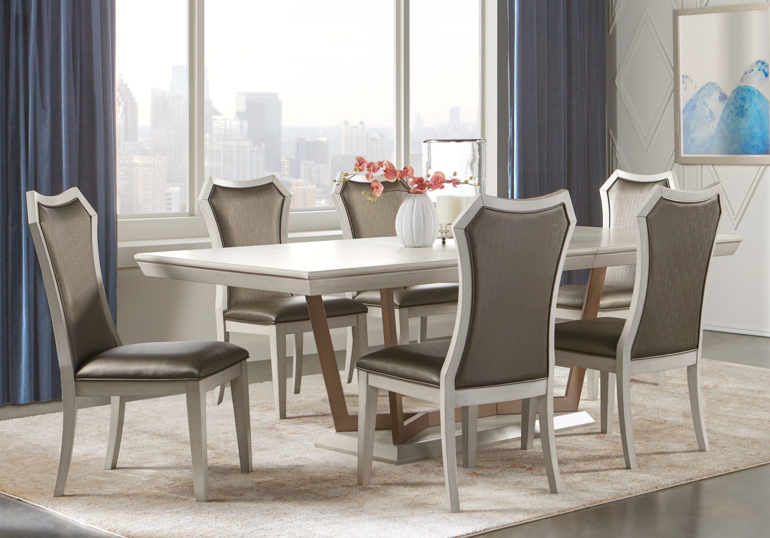 Sofia vergara savona ivory 5 pc best sale rectangle dining room with wood back chairs