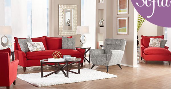 Sofia Vergara Pacific Palisades Scarlet Plush Living Room