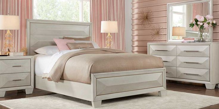 Sofia Vergara Santa Fiora White King Panel Bedroom with Storage