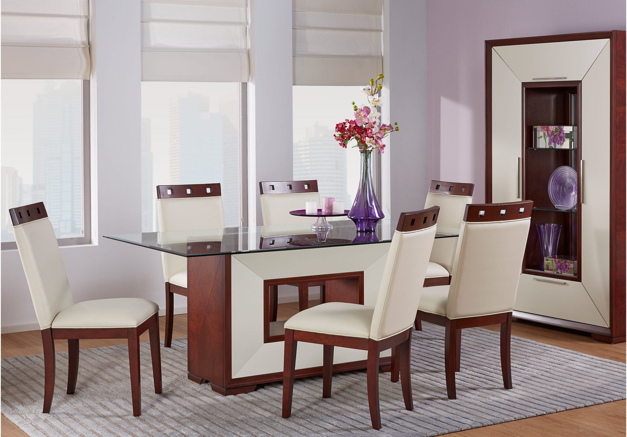 Sofia Vergara Savona Ivory 5 Pc Rectangle Dining Room with Open Bank